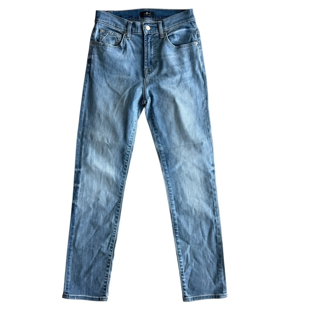 7 For All Mankind Peggi Light Blue Straight Leg Jeans Size 26